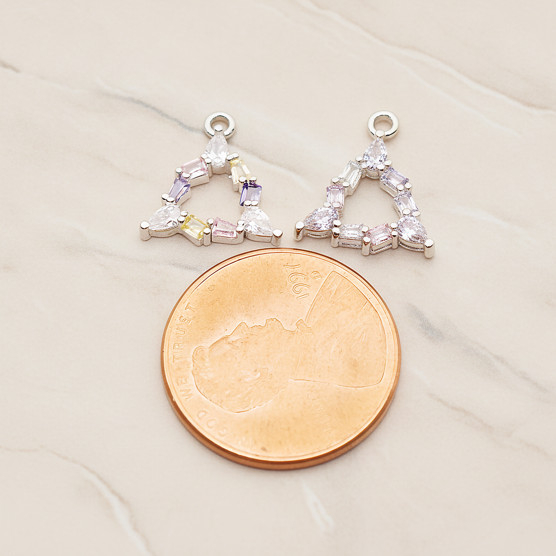 Small Triangle Cubic Pendant, 1 Pc on warm marble background (PD.1844)