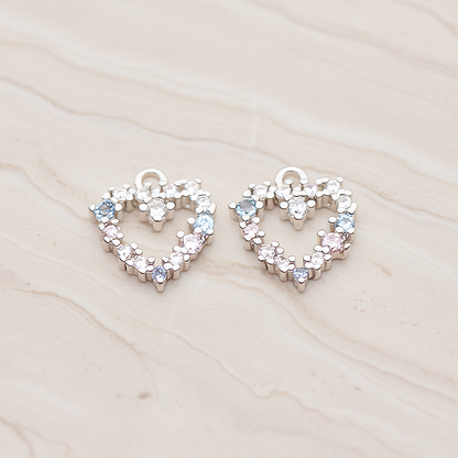 Small Heart Cubic Pendant, 2 Pc on warm marble background (PD.1845)
