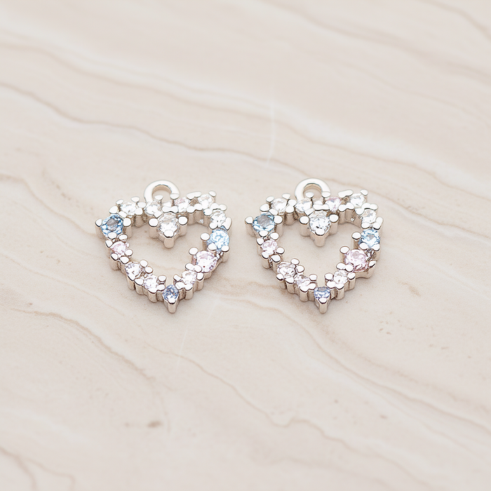 Small Heart Cubic Pendant, 2 Pc on warm marble background (PD.1845)