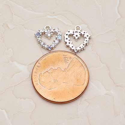 Small Heart Cubic Pendant, 2 Pc on warm marble background (PD.1845)