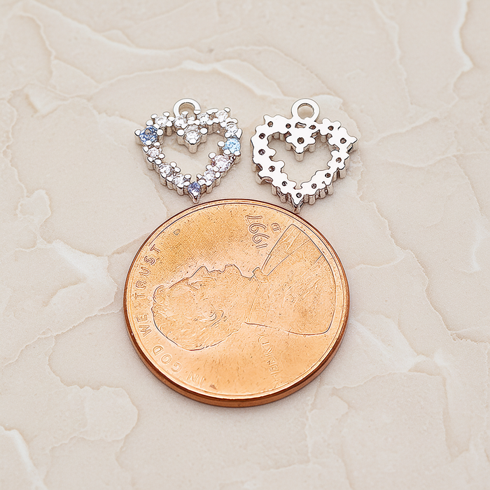 Small Heart Cubic Pendant, 2 Pc on warm marble background (PD.1845)
