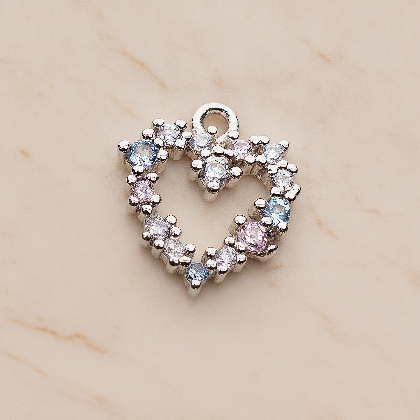 Small Heart Cubic Pendant, 2 Pc on warm marble background (PD.1845)