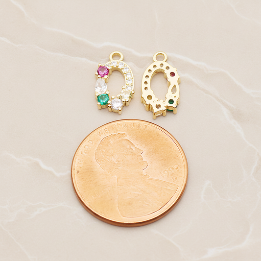 Small Oval Cubic Pendant, 2 Pc on warm marble background (PD.1847)