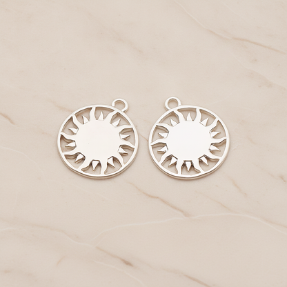 Sun Circle Ring Pendant, 2 Pc on warm marble background (PD.1879)