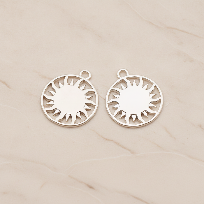 Sun Circle Ring Pendant, 2 Pc on warm marble background (PD.1879)