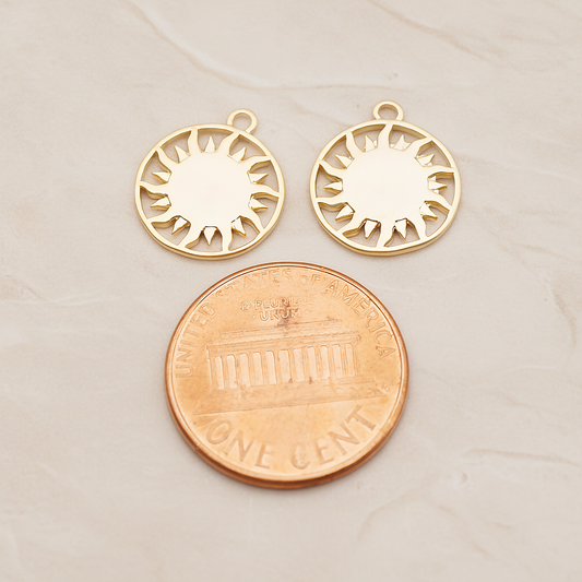 Sun Circle Ring Pendant, 2 Pc on warm marble background (PD.1879)