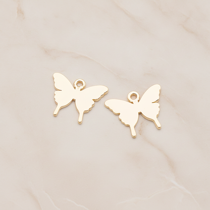 Simple Flat Butterfly Pendant, 2 Pc on warm marble background (PD.1880)