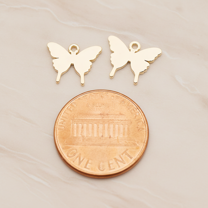 Simple Flat Butterfly Pendant, 2 Pc on warm marble background (PD.1880)