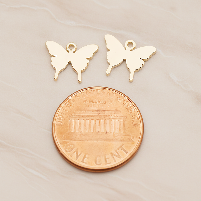 Simple Flat Butterfly Pendant, 2 Pc on warm marble background (PD.1880)