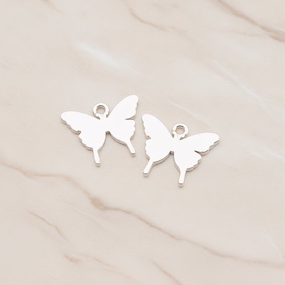 Simple Flat Butterfly Pendant, 2 Pc on warm marble background (PD.1880)