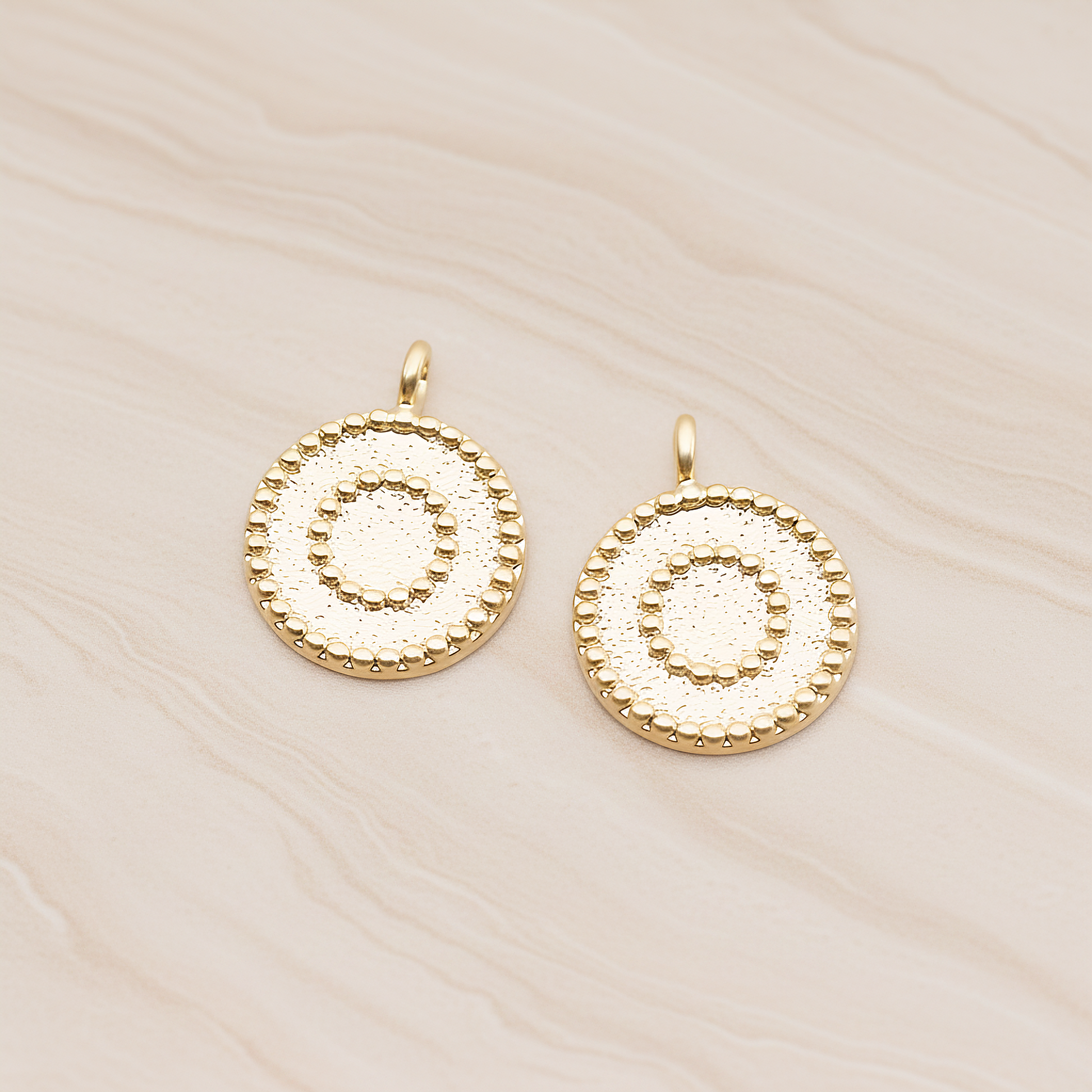 Double Lace Round Pendant, 2 Pc on warm marble background (PD.1882)