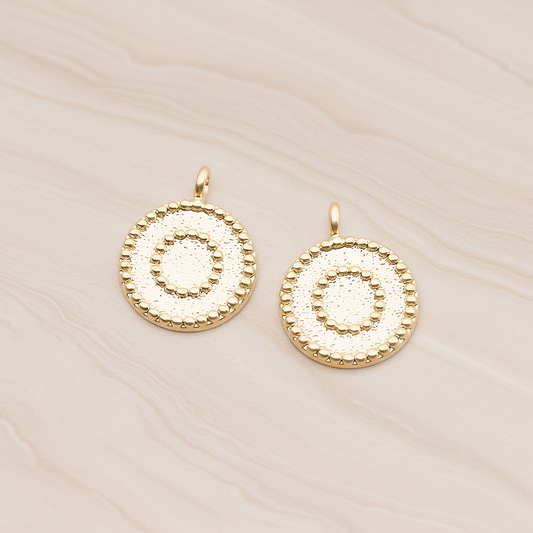 Double Lace Round Pendant, 2 Pc on warm marble background (PD.1882)