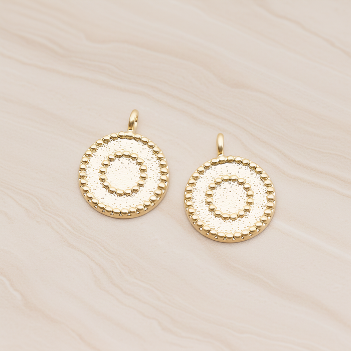 Double Lace Round Pendant, 2 Pc on warm marble background (PD.1882)