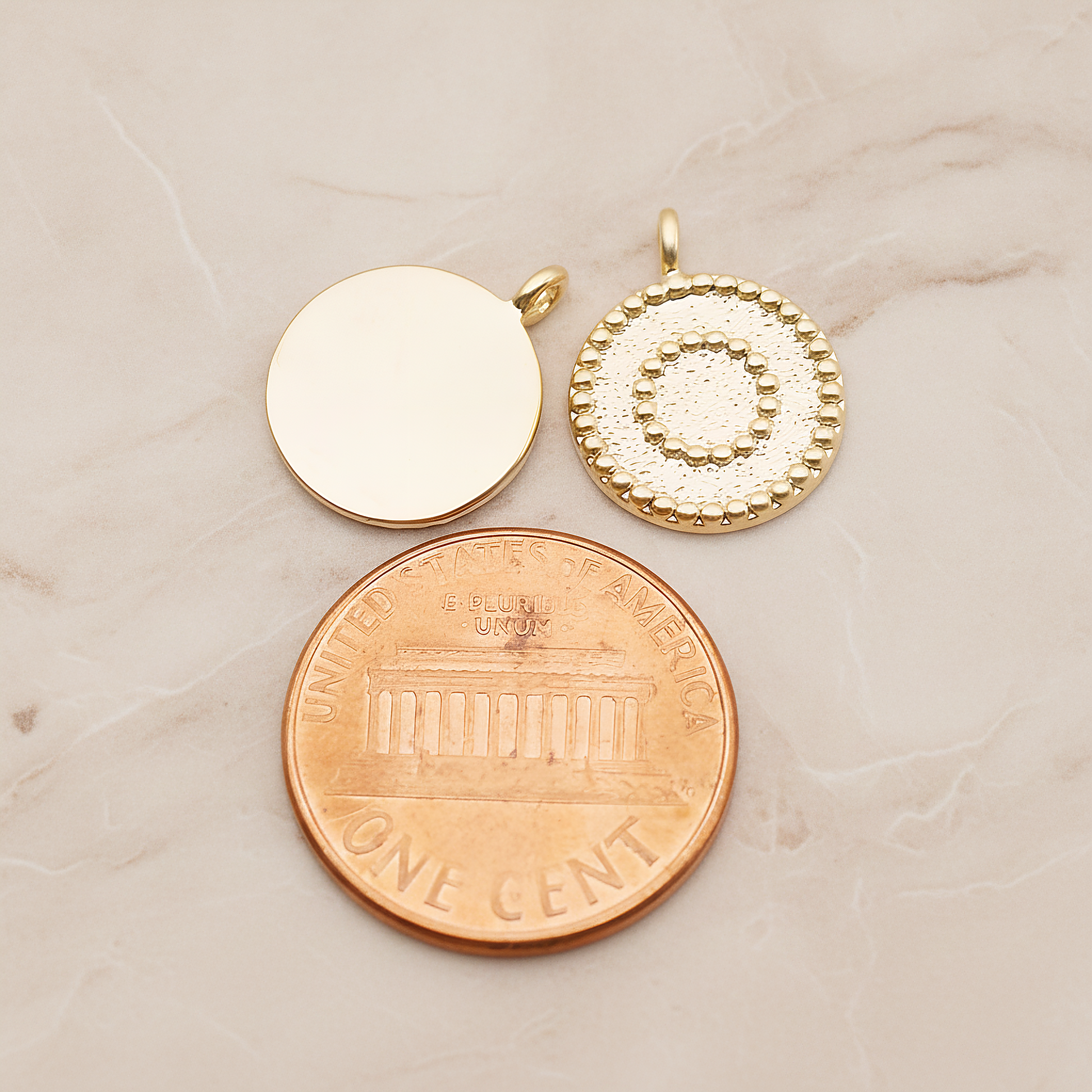 Double Lace Round Pendant, 2 Pc on warm marble background (PD.1882)