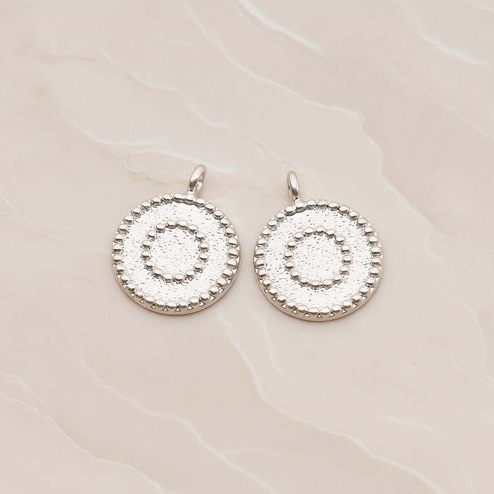 Double Lace Round Pendant, 2 Pc on warm marble background (PD.1882)