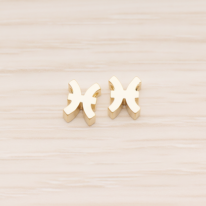 Zodiac Sign Pisces Bead Pendant, 2 Pc on warm marble background (PD.1895)