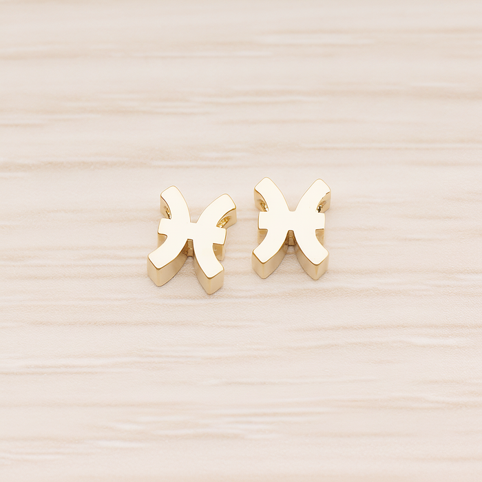 Zodiac Sign Pisces Bead Pendant, 2 Pc on warm marble background (PD.1895)