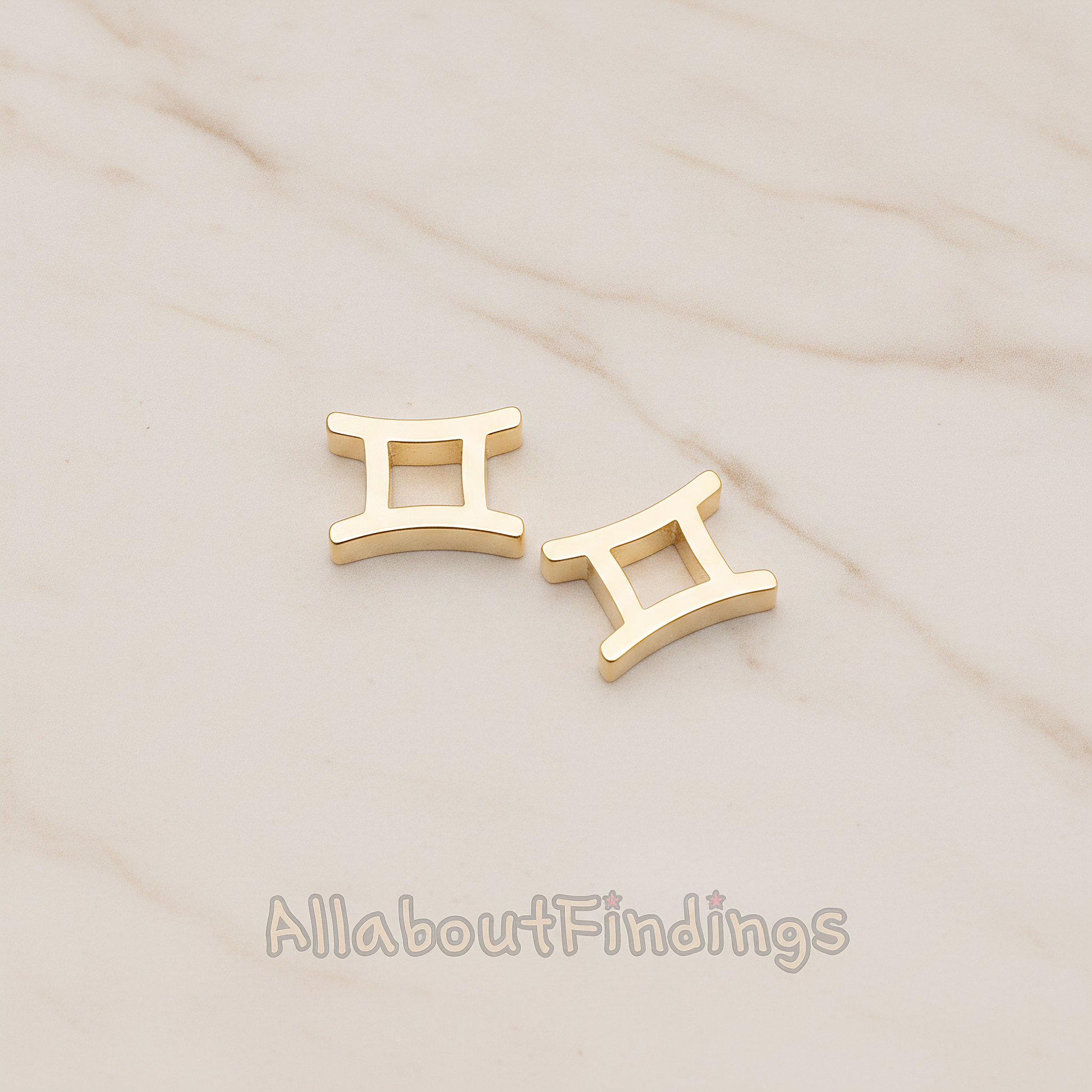 Zodiac Sign Pisces Bead Pendant, 2 Pc on warm marble background (PD.1895)