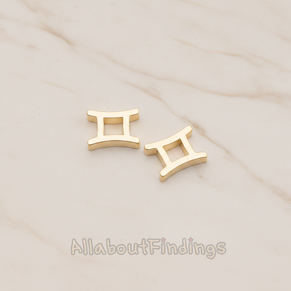 Zodiac Sign Pisces Bead Pendant, 2 Pc on warm marble background (PD.1895)