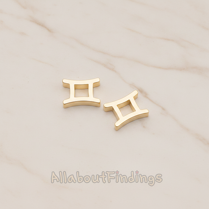 Zodiac Sign Pisces Bead Pendant, 2 Pc on warm marble background (PD.1895)