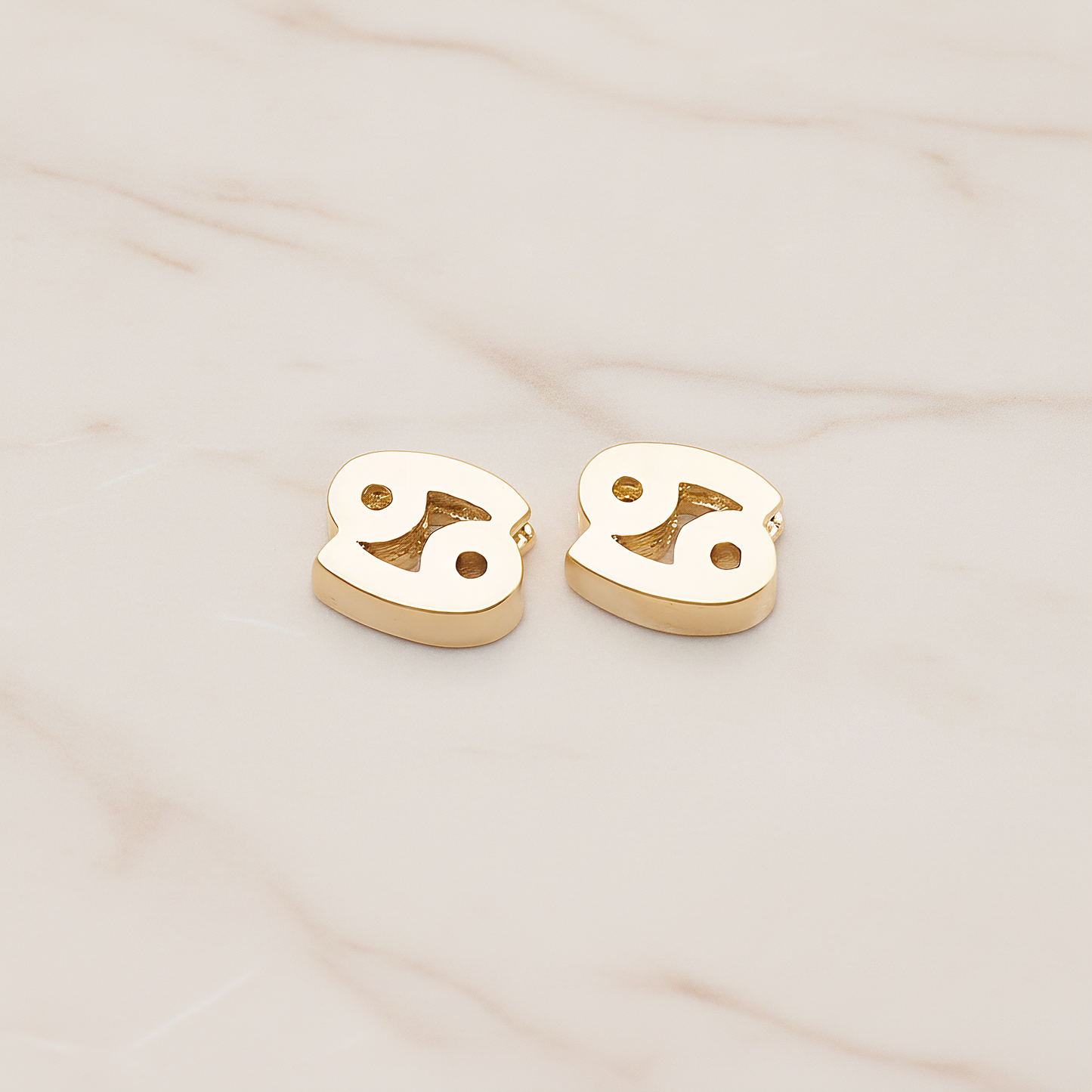 Zodiac Sign Pisces Bead Pendant, 2 Pc on warm marble background (PD.1895)