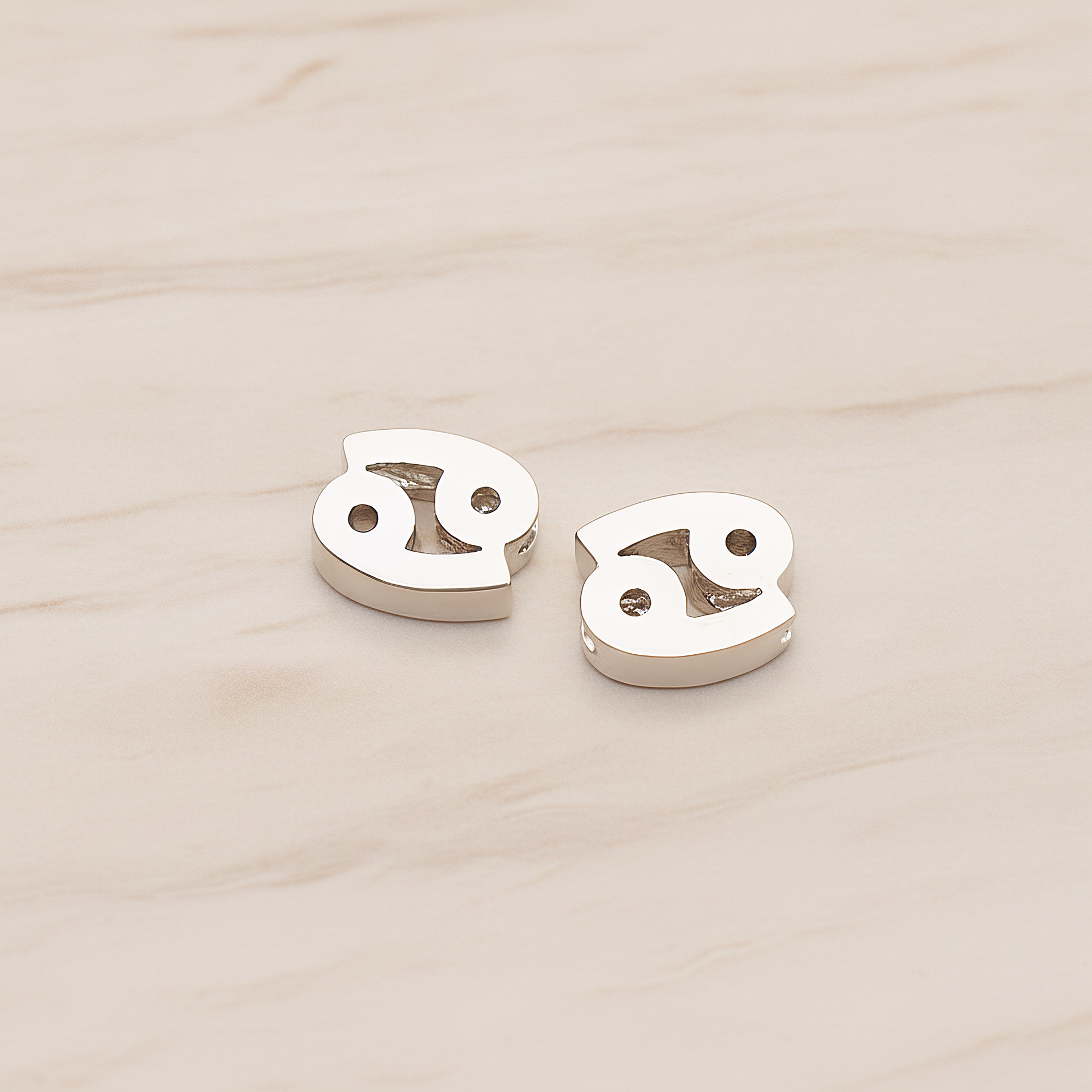 Zodiac Sign Pisces Bead Pendant, 2 Pc on warm marble background (PD.1895)