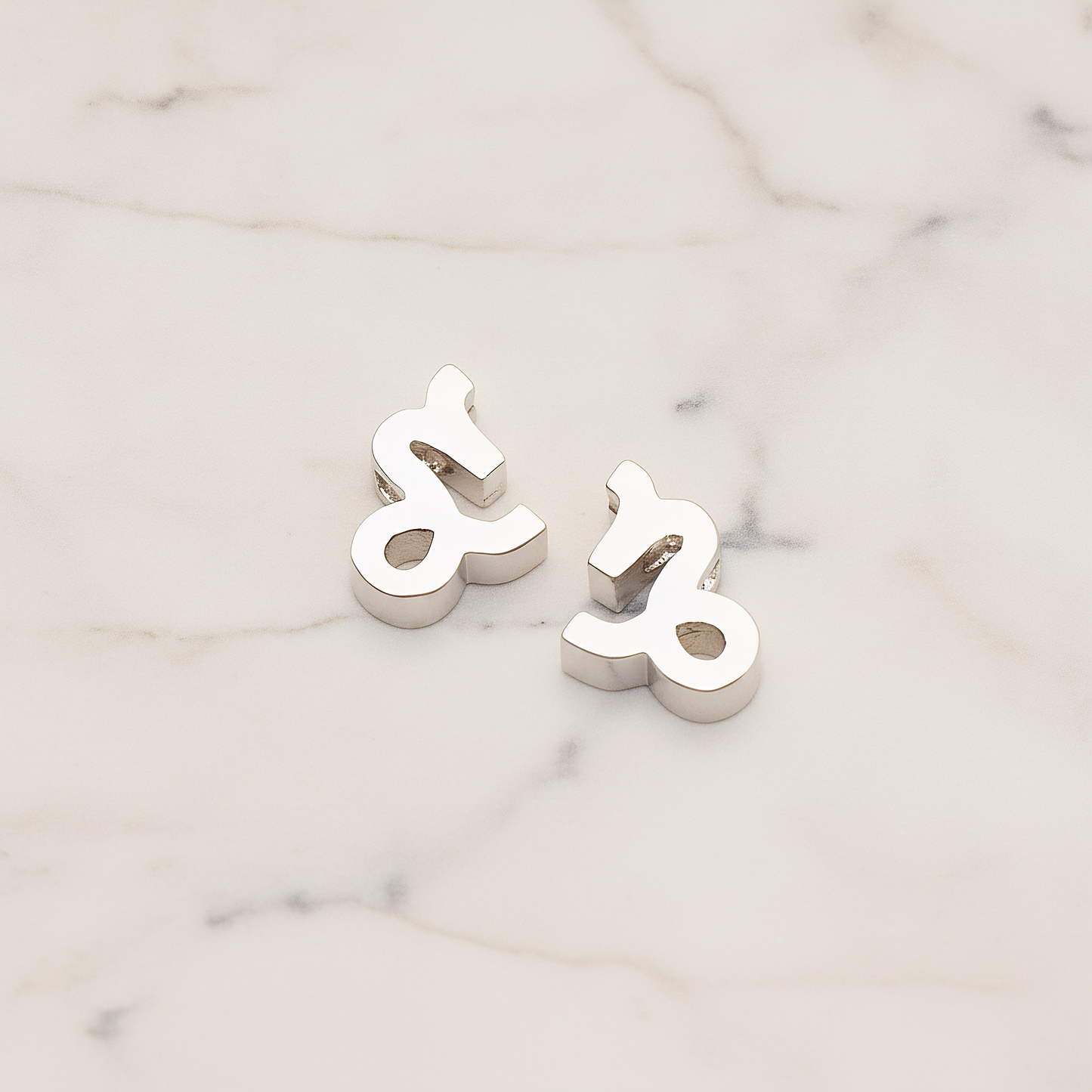 Zodiac Sign Pisces Bead Pendant, 2 Pc on warm marble background (PD.1895)