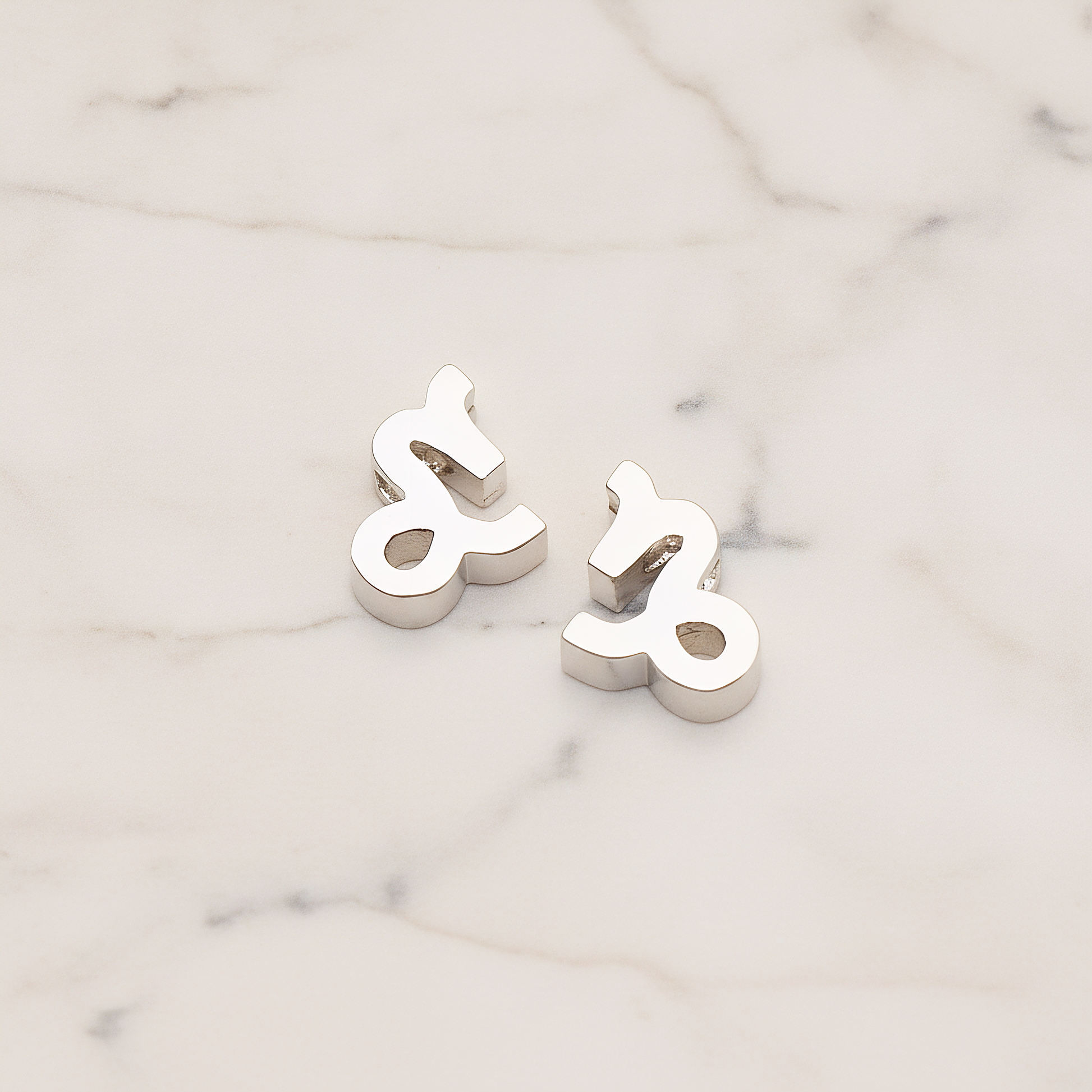 Zodiac Sign Pisces Bead Pendant, 2 Pc on warm marble background (PD.1895)