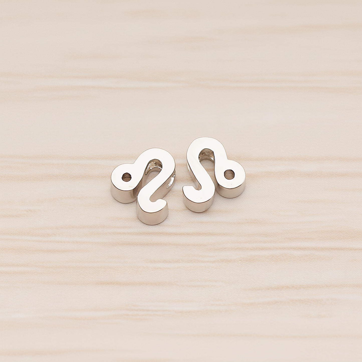 Zodiac Sign Pisces Bead Pendant, 2 Pc on warm marble background (PD.1895)