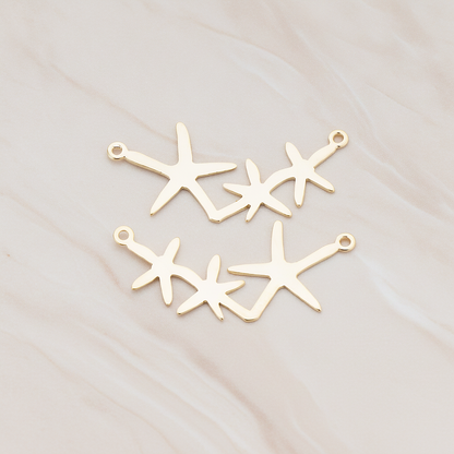 Triple Starfish Linked Pendant, 2 Pc on warm marble background (PD.189)