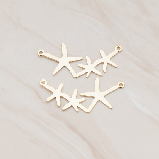 Triple Starfish Linked Pendant, 2 Pc on warm marble background (PD.189)