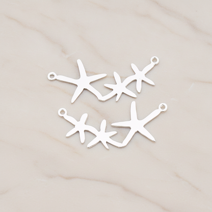 Triple Starfish Linked Pendant, 2 Pc on warm marble background (PD.189)