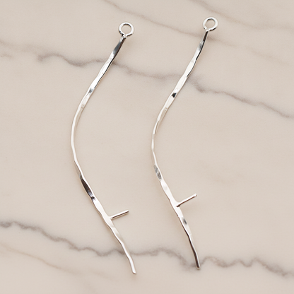 Wave Bar With Beads Post Pendant, 2 Pc on warm marble background (PD.1902)