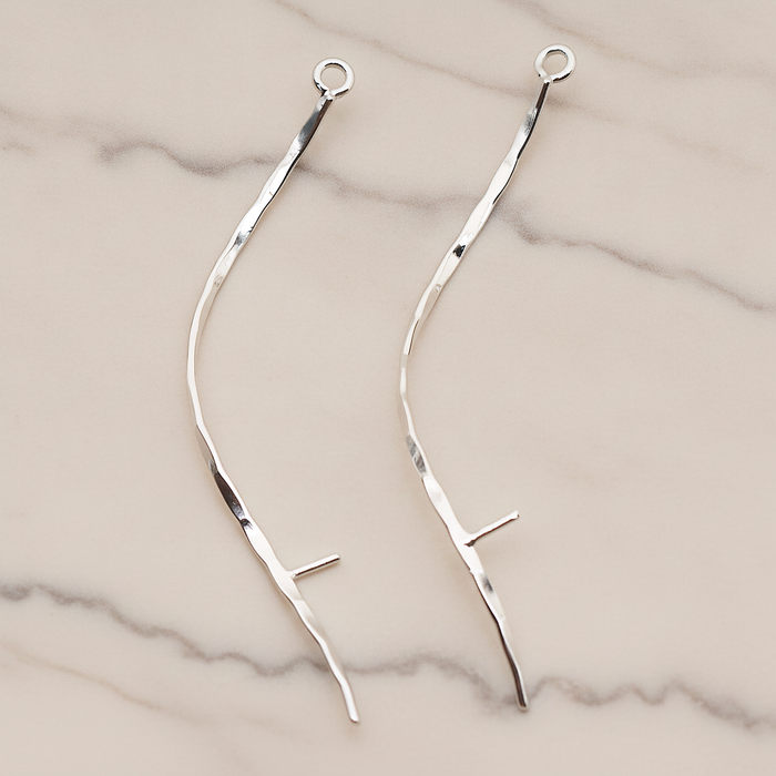 Wave Bar With Beads Post Pendant, 2 Pc on warm marble background (PD.1902)