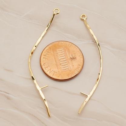 Wave Bar With Beads Post Pendant, 2 Pc on warm marble background (PD.1902)