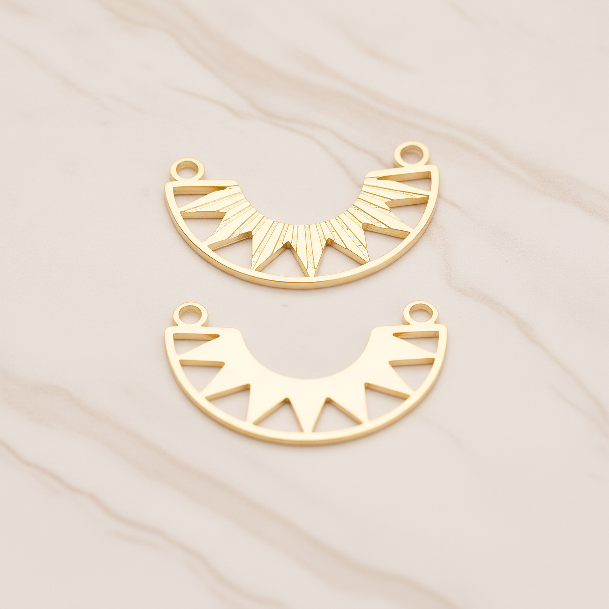 Ethnic Crescent Moon Pendant, 2 Pc on warm marble background (PD.1906)