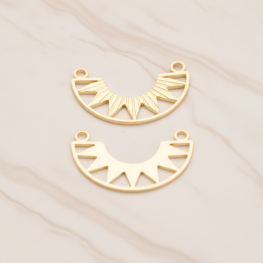 Ethnic Crescent Moon Pendant, 2 Pc on warm marble background (PD.1906)