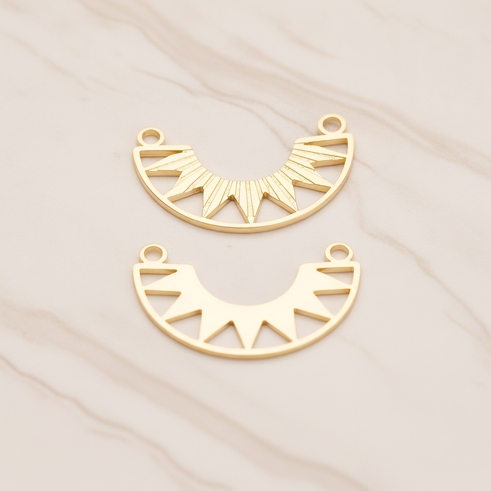 Ethnic Crescent Moon Pendant, 2 Pc on warm marble background (PD.1906)