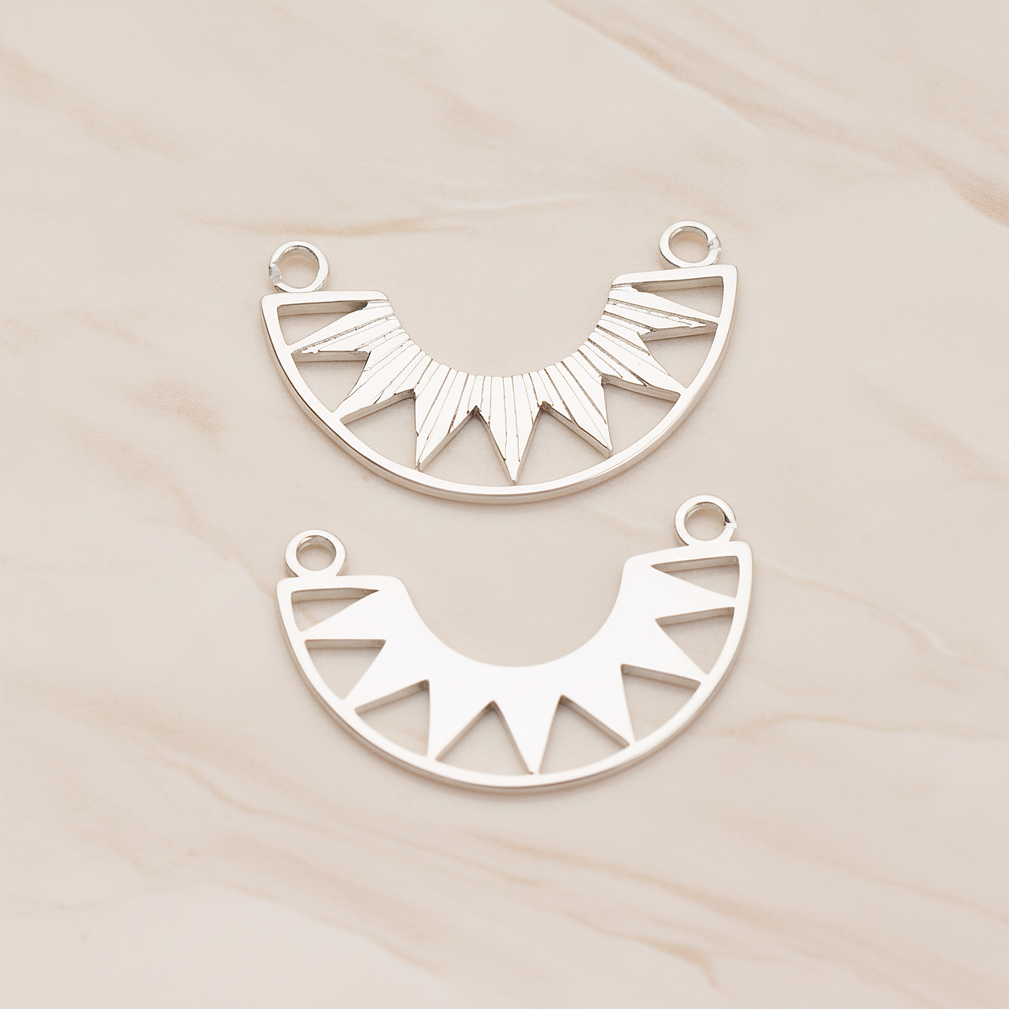 Ethnic Crescent Moon Pendant, 2 Pc on warm marble background (PD.1906)