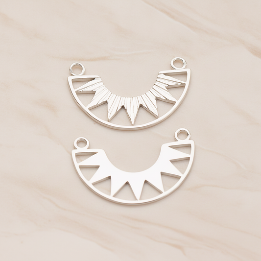 Ethnic Crescent Moon Pendant, 2 Pc on warm marble background (PD.1906)