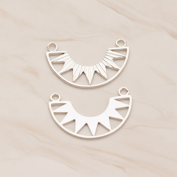 Ethnic Crescent Moon Pendant, 2 Pc on warm marble background (PD.1906)