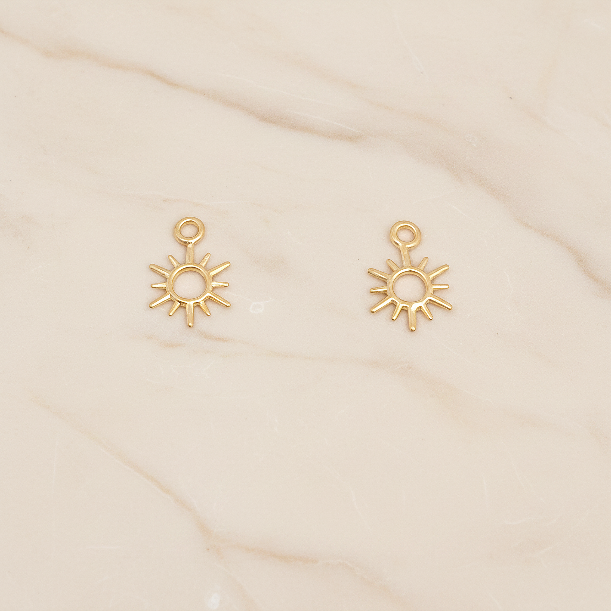 Small Size Sun Pendant, 2 Pc on warm marble background (PD.1909)