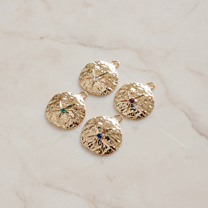 Round Cubic Starfish Pendant, 1Pc on warm marble background (PD.1931)