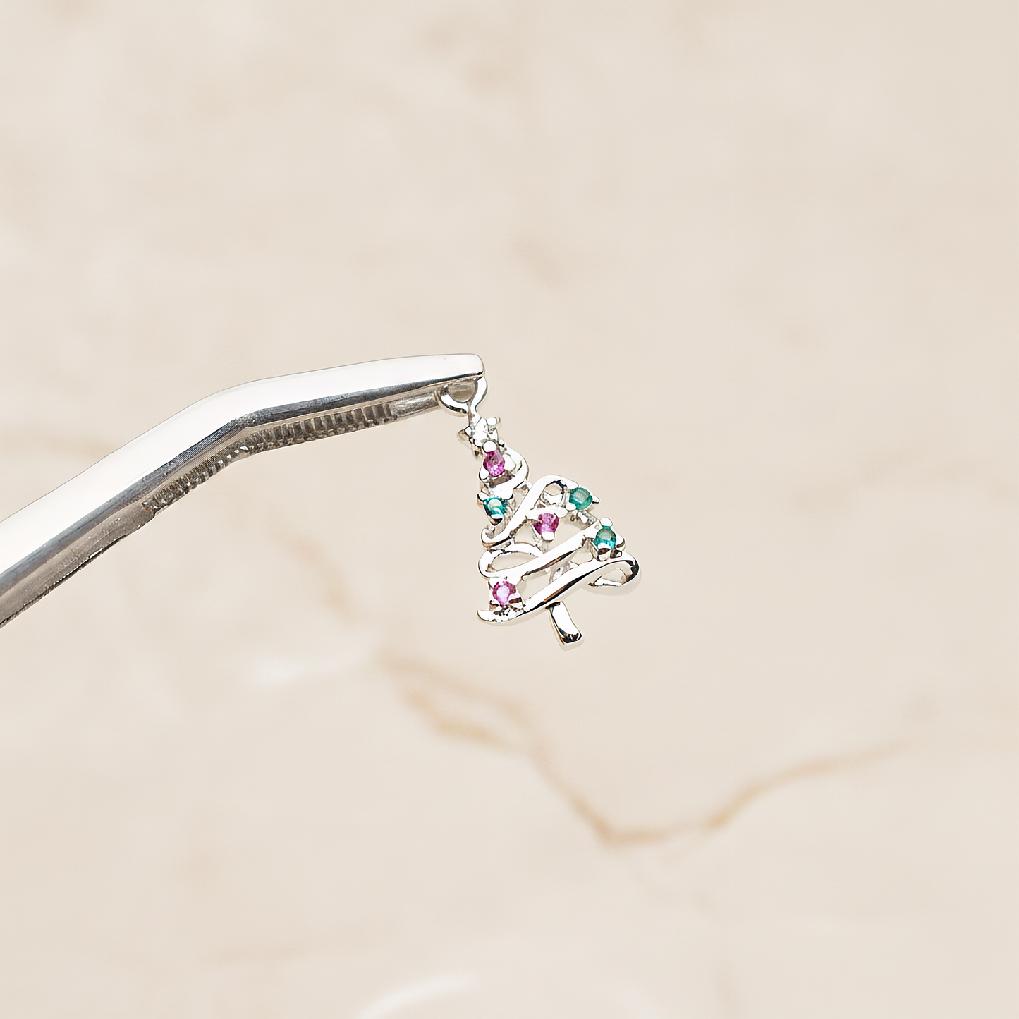 Christmas Tree Ver.1 Pendant, 2 Pc on warm marble background (PD.1947)