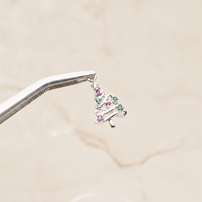 Christmas Tree Ver.1 Pendant, 2 Pc on warm marble background (PD.1947)