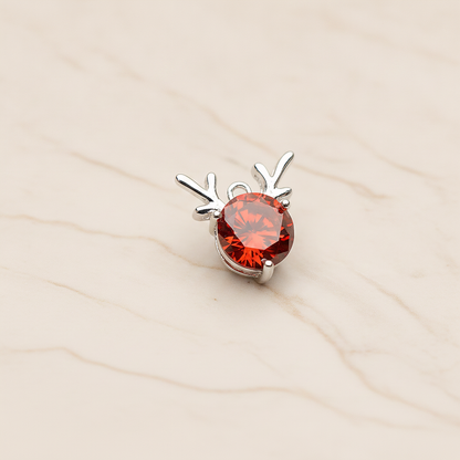 Christmas Red Cubic Rudolph Pendant, 2 Pc on warm marble background (PD.1950)