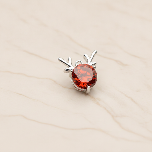 Christmas Red Cubic Rudolph Pendant, 2 Pc on warm marble background (PD.1950)