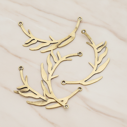 Odd Pinnate Leaves Pendant, 2 Pc on warm marble background (PD.197)