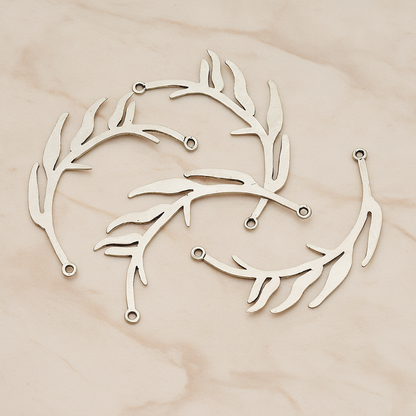 Odd Pinnate Leaves Pendant, 2 Pc on warm marble background (PD.197)