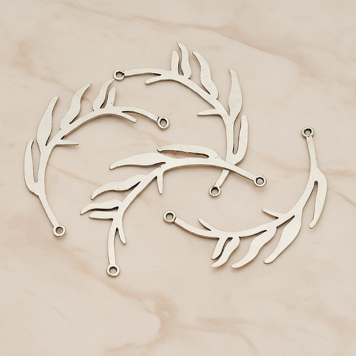 Odd Pinnate Leaves Pendant, 2 Pc on warm marble background (PD.197)